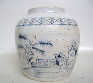 C1820 ' S Antique Asian Hand - Thrown Willow Tree Pottery Ginger Jar photo