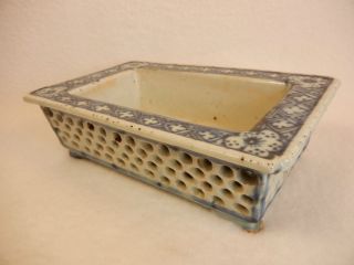 18th Century Chinese Export Ch ' Ing Dynasty Blue & White Double Wall Jardiniere photo
