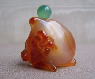 Antique Carved Agate Snuff Bottle photo