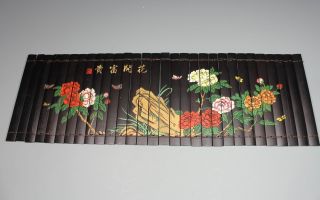 Vintage Chinese Bamboo Slip Hand Painting Flower photo