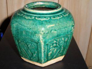 Antique Chinese Pottery 6 Sided Vase photo