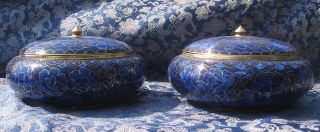 Antique Tibetan Cloisonne Enamel Pair Of Offering Pot,  Nepal photo