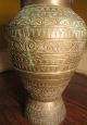 Antique Asian Old 1800 ' S Handmade Bronze Brass Vase Urn Detailed Pot Metalware photo 1