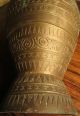 Antique Asian Old 1800 ' S Handmade Bronze Brass Vase Urn Detailed Pot Metalware photo 3
