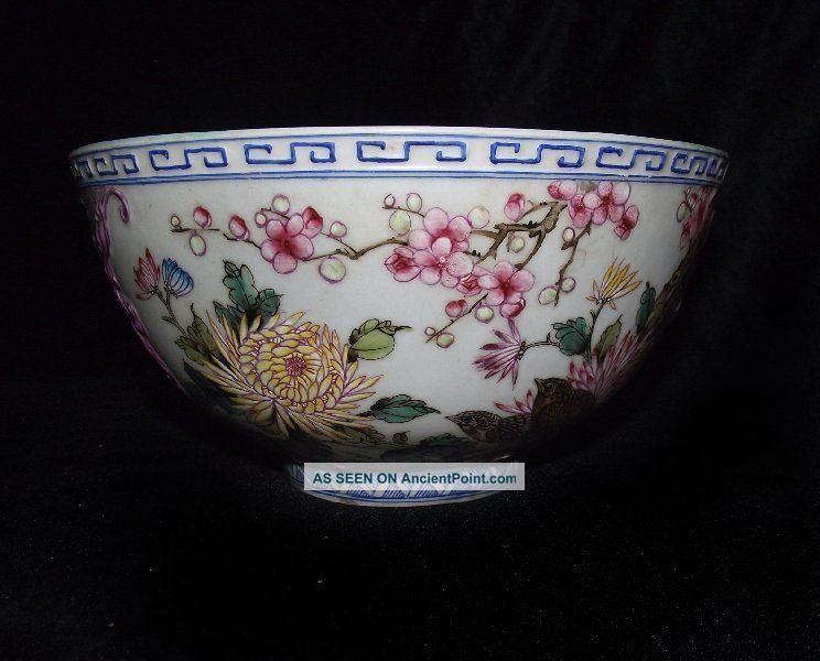 Fine Rare Unique Famille Rose Porcelain Flower Bird Landscape Bowls 9 