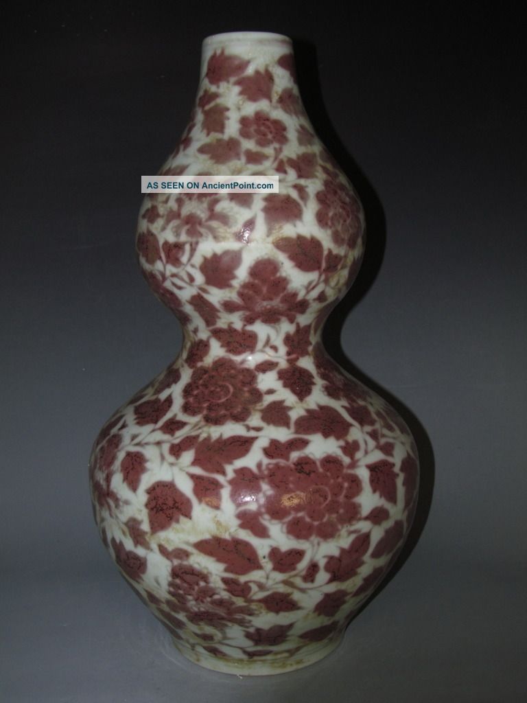Fine Chinese Underglaze Red Porcelain Gourd Vase Vases photo