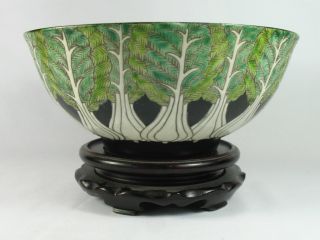 Fine Unique Black Ceramic Glaze Famille Rose Porcelain Tree Bowls 8.  5 