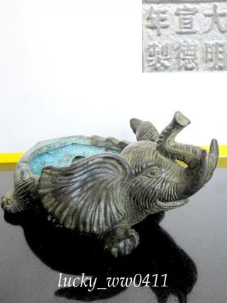 China Elephant Statue Bronze Ashtray photo