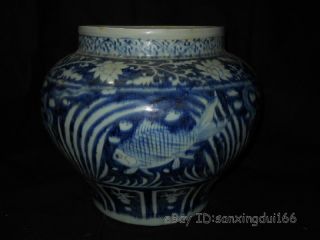Rare Chinese White&blue Porcelain Fish Pot photo