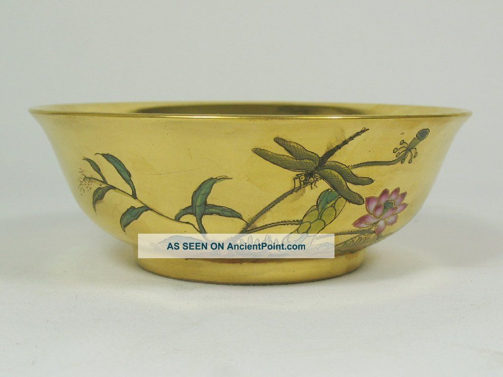 Great Unique Famille Rose 24k Gold Porcelain Water Lily Bowls 5 