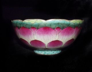 Great Unique Famille Rose Porcelain Water Lily Bowls 9 