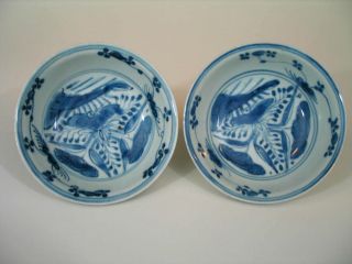 A Pair Of Antique Chinese Blue And White Porcelain Bowls,  Late Ming Dynasty photo