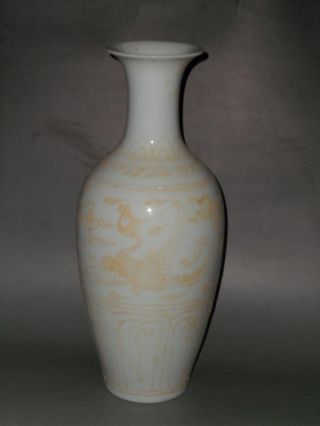 Rare Chinese White Glazed Porcelain Carving Phoenix Vase photo