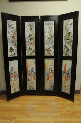 Chinese Qing Floor Screen With Porcelain Panels photo