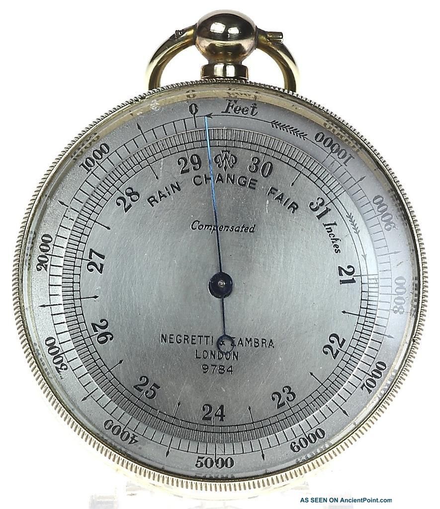 Negretti & Zambra Polished Brass Pocket Aneroid Barometer & Altimeter Other photo