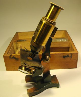 Victorian Cased Brass Field Microscope photo