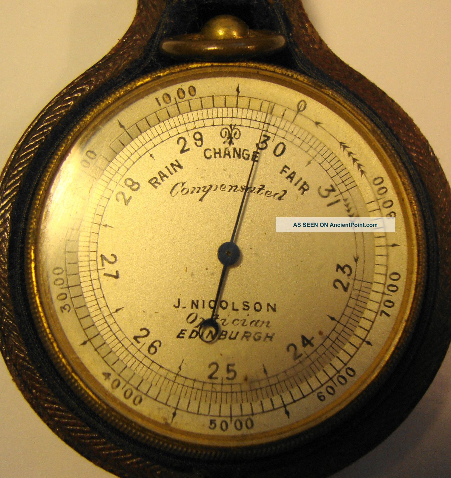 Edwardian Cased Pocket Barometer By J Nicolson Optician Edinburgh Other photo