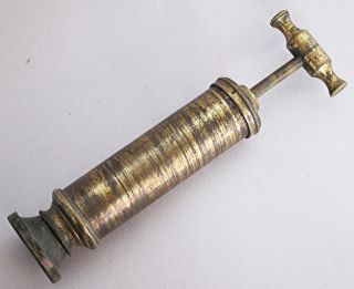 Antique Brass Medical Syringe Pump 1860 Doctor Nurse Instrument photo