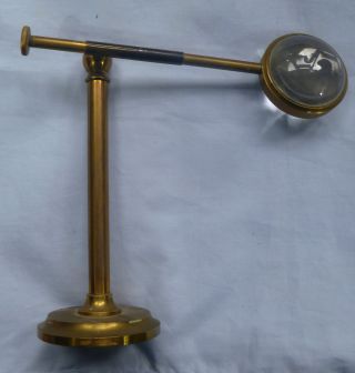 19th.  C.  Antique Gilt Brass Table Adjustable Magnifying Glass.  N.  R. photo