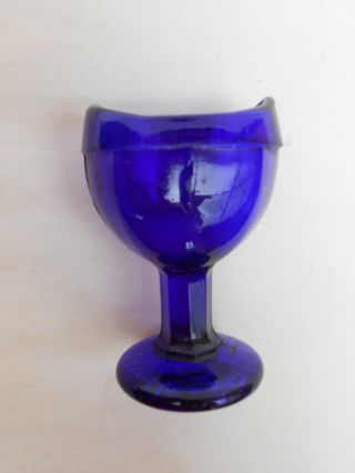 Panelled Cobalt Blue Pedestal Glass Eye Bath/eye Wash Cup photo