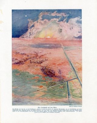 C1900 Mars Planet Landscape Astronomy Antique Offset Lithograph Print W.  Bolsche photo