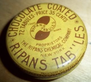 Ripans Chocolate Coated Tabules Medicine Drug Tin Ripan Chemical Co Ny photo