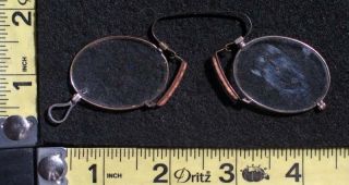 Antique / Vintage Silver - Tone Wire Rim Eyeglasses / Spectacles Nose Clip Armless photo