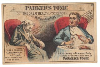 Antique Parker ' S Tonic Quack Medicine Trade Card - Cures Consumption photo