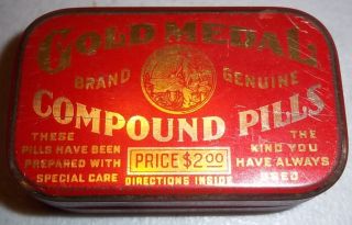 Gold Medal Compound Pills Female Menstrual Medicine Drug Tin Virginia Chem Co photo