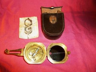 An Early 20th Century Brass Brunton Field Compass - Cased photo