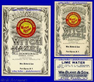 Old Port Byron Ny Witch Hazel+ Pharmacy Medicine Labels photo