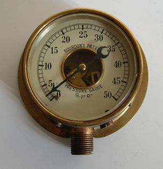 Vintage Bourdon ' S Patent Brass Pressure Gauge photo