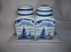 Vintage Delft Apothecary Jars Set Of 2 With Tray Signed Bottles & Jars photo 1
