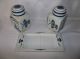 Vintage Delft Apothecary Jars Set Of 2 With Tray Signed Bottles & Jars photo 2