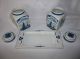 Vintage Delft Apothecary Jars Set Of 2 With Tray Signed Bottles & Jars photo 3
