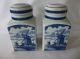 Vintage Delft Apothecary Jars Set Of 2 With Tray Signed Bottles & Jars photo 4