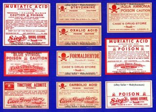 10 ~all Poison~ Ohio Pharmacy Drug Store Medicine Label photo