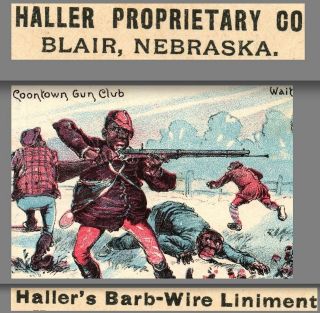 1880 ' S Black Ethnic Gun Club Barb Wire Medicine Cure Hunting Trade Card Blair Ne photo