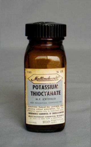 Vtg Mallinckrodt Amber Apothecary Bottle Bakelite Potassium Thiocyanate photo