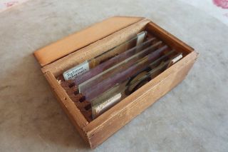 Vintage Small Box Of 6 Microscope Prepared Slides photo
