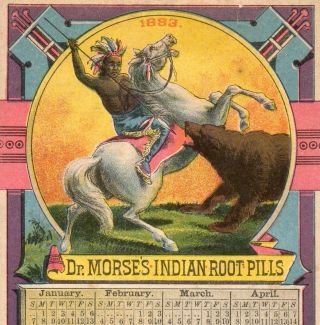 1883 Dr.  Morse ' S Indian Root Pills Calendar Comstock ' S Worm Pellets Trade Card photo