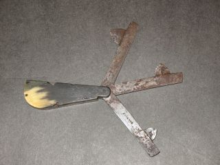 Rare~ 1800s Borwick Bone Handle 3 Blade Fleam/bleeder Knife,  Htf ~look~ photo