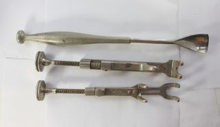 Lot (3) Antique Bone Clamp And Gouge By Sharp & Smith Chicago Medical Tool Old photo