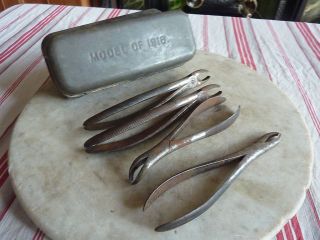 Vintage Set Of 6 Dental Extraction Implements photo