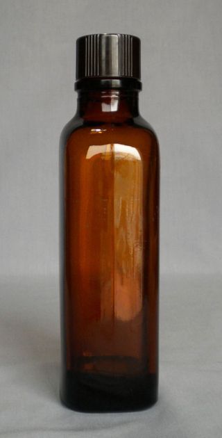 Vtg Amber Apothecary Bottle Bakelite Lid Jar photo