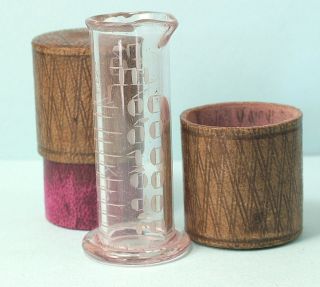 Antique Victorian Miniature Boxed Glass Medicine Measuring Cup photo
