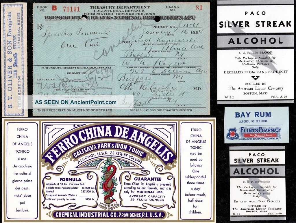 Jan 16 1924 Joseph Krywalski One Pint Prohibition Prescription Buffalo & Label Other photo