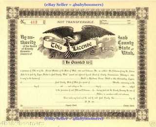 1902 Liquor License History Saloon Tavern Business Document Juab Utah Bar Morman photo