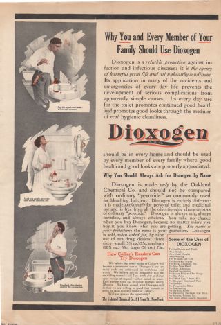 1910 Dioxygen Medicine Doctor Hospital Bathroom Home Health Germ Science Ad photo