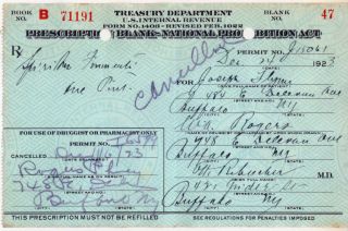 1923 Christmas Eve Prohibition Rx Prescription Buffalo New York History Document photo
